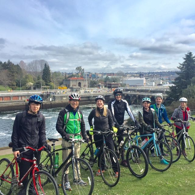 A photo of the Emerald City tour which features iconic landmarks like The Space Needle, Amazon HQ1 and the Ballard locks